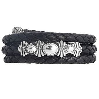 Southwest Spirit® Sterling Silver and Leather Coil Wrap Bracelet