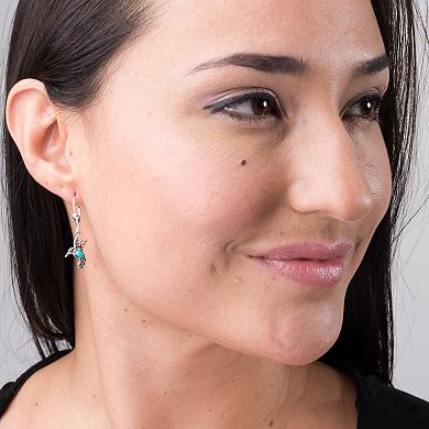 Southwest Spirit® Sterling Silver and Turquoise Hummingbird Drop Earrings