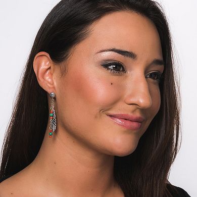 Southwest Spirit® Sterling Silver and Turquoise Feather Dangle Earrings