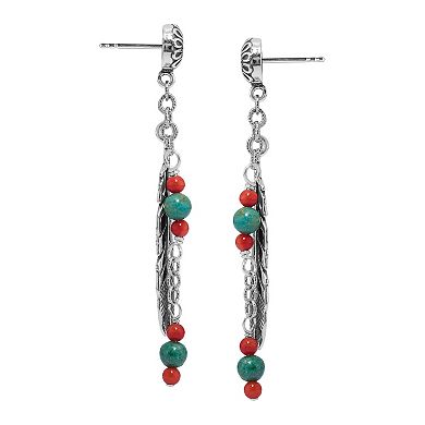 Southwest Spirit® Sterling Silver and Turquoise Feather Dangle Earrings