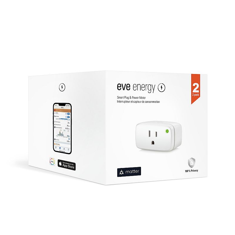 Eve Systems 2-Pack Smart Plug & Power Meter, White