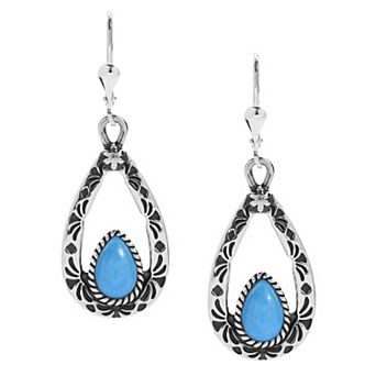 Southwest Spirit® Sterling Silver and Turquoise Drop Earrings