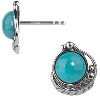 Southwest Spirit® Sterling Silver and Turquoise Button Earrings