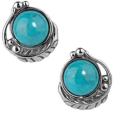 Southwest Spirit® Sterling Silver and Turquoise Button Earrings