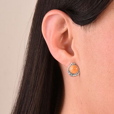 Southwest Spirit® Sterling Silver and Stone Button Earrings