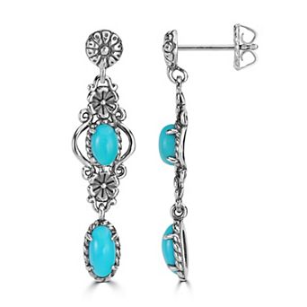 Southwest Spirit® Sterling Silver and Turquoise Dangle Earrings