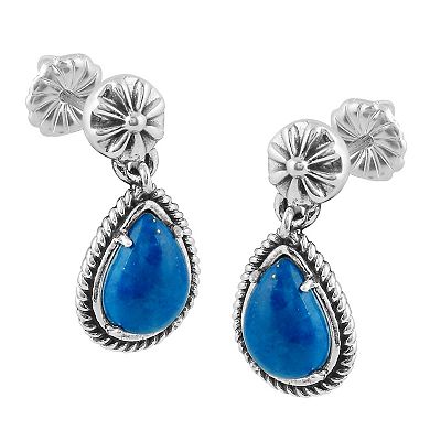 Southwest Spirit® Sterling Silver and Stone Pear Drop Earrings