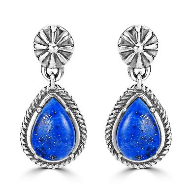 Southwest Spirit® Sterling Silver and Stone Pear Drop Earrings