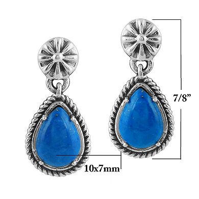Southwest Spirit® Sterling Silver and Stone Pear Drop Earrings