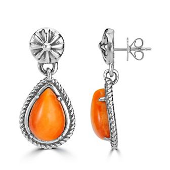 Southwest Spirit® Sterling Silver and Stone Pear Drop Earrings