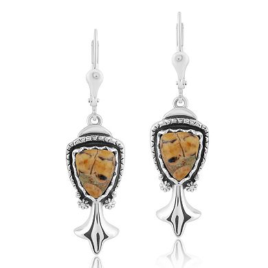 Southwest Spirit® Sterling Silver and Chrysocolla Blossom Drop Earrings