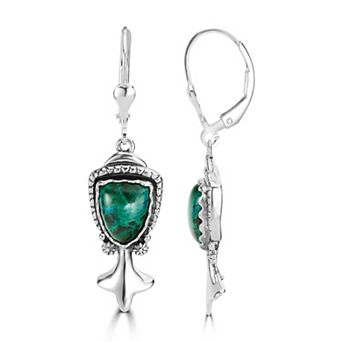 Southwest Spirit® Sterling Silver and Chrysocolla Blossom Drop Earrings