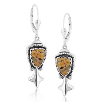 Southwest Spirit® Sterling Silver and Chrysocolla Blossom Drop Earrings