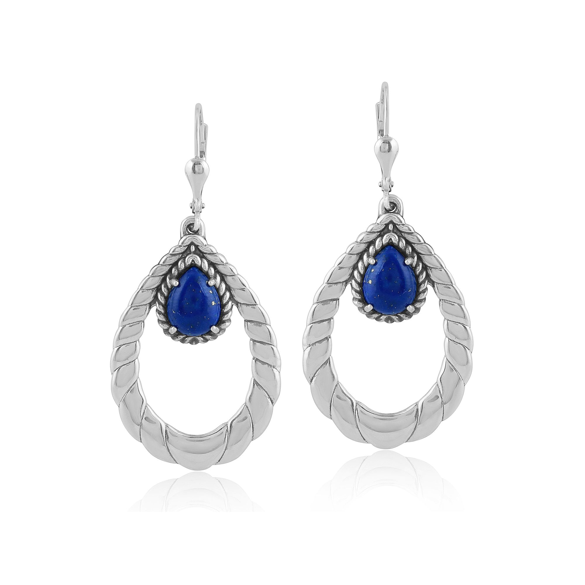 Southwest Spirit® Sterling Silver and Lapis Drop Earrings, Womens