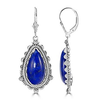 Southwest Spirit® Sterling Silver and Denim Lapis Pear Drop Earrings