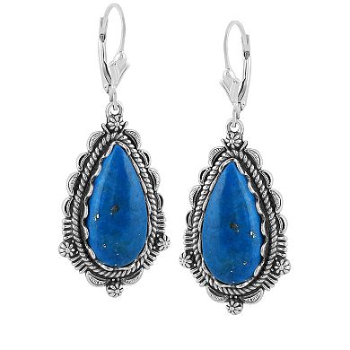 Southwest Spirit® Sterling Silver and Denim Lapis Pear Drop Earrings