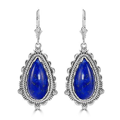 Southwest Spirit® Sterling Silver and Denim Lapis Pear Drop Earrings