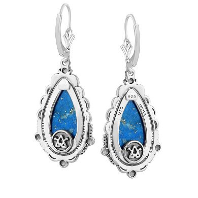 Southwest Spirit® Sterling Silver and Denim Lapis Pear Drop Earrings