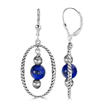 Southwest Spirit® Sterling Silver and Lapis Rope Drop Earrings