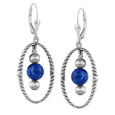 Southwest Spirit® Sterling Silver and Lapis Rope Drop Earrings