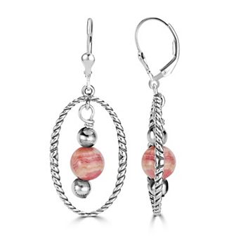Southwest Spirit® Sterling Silver and Rhodochrosite Dangle Earrings