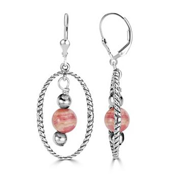 Southwest Spirit® Sterling Silver and Rhodochrosite Dangle Earrings