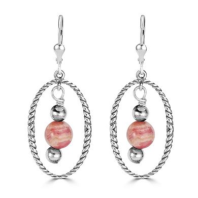 Southwest Spirit® Sterling Silver and Rhodochrosite Dangle Earrings