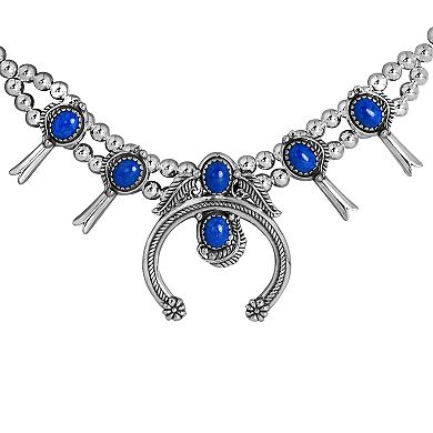 Southwest Spirit® Sterling Silver and Stone Squash Blossom Necklace