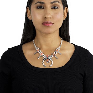 Southwest Spirit® Sterling Silver and Stone Squash Blossom Necklace