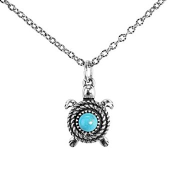 Southwest Spirit® Sterling Silver and Turquoise Spirit Turtle Necklace