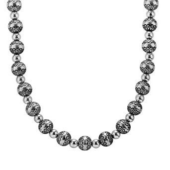 Southwest Spirit® Sterling Silver Stamped Beaded Necklace