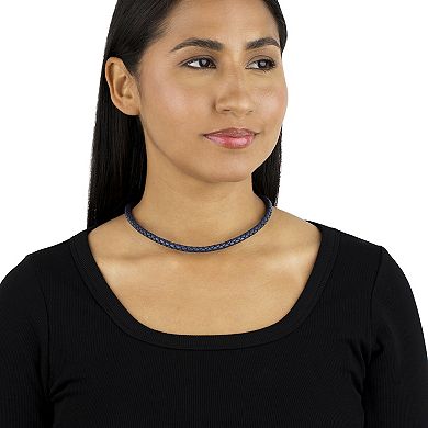 Southwest Spirit® Sterling Silver and Braided White Leather Necklace