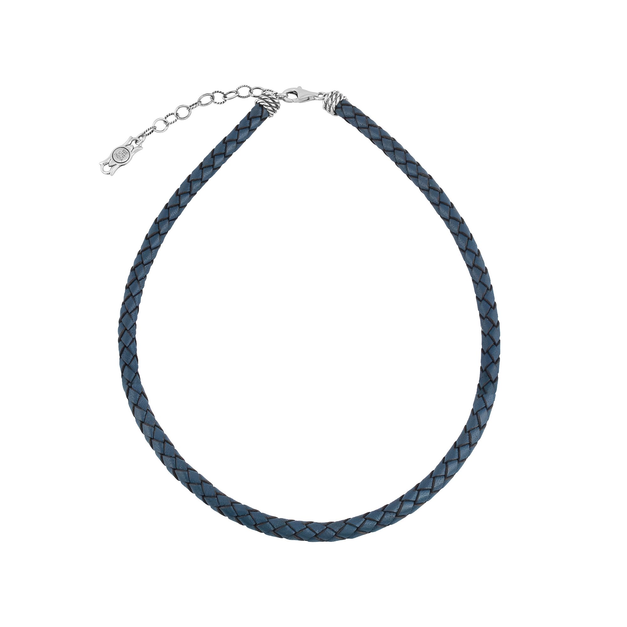 Southwest Spirit® Sterling Silver and Braided White Leather Necklace, Wom
