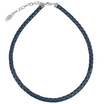 Southwest Spirit® Sterling Silver and Braided White Leather Necklace