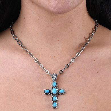 Southwest Spirit® Sterling Silver and Turquoise Cross Pendant