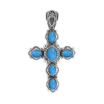 Southwest Spirit® Sterling Silver and Turquoise Cross Pendant