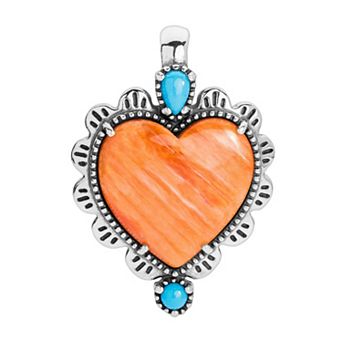 Southwest Spirit® Sterling Silver Multi Gemstone Heart Pendant