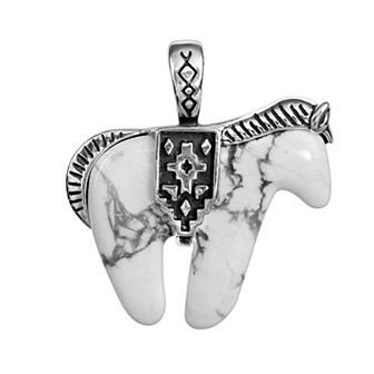 Southwest Spirit® Sterling Silver and White Howlite Horse Pendant