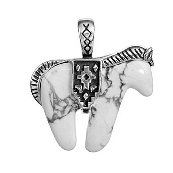 Southwest Spirit® Sterling Silver and White Howlite Horse Pendant