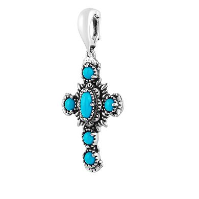 Southwest Spirit® Sterling Silver and Stone Cross Pendant