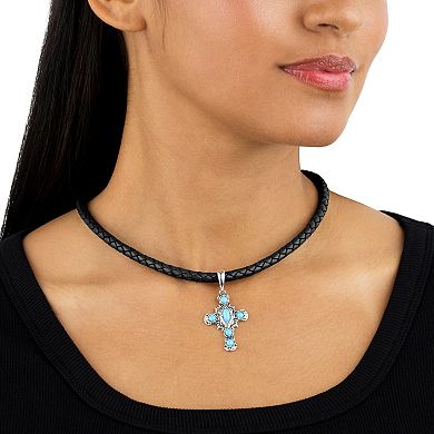 Southwest Spirit® Sterling Silver and Stone Cross Pendant