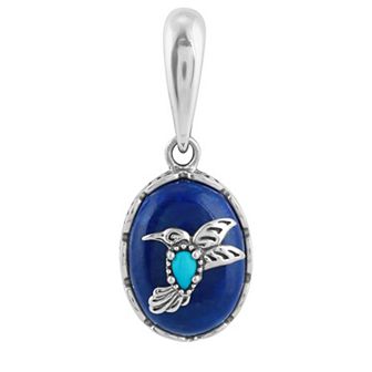 Southwest Spirit® Sterling Silver Genuine Stone Hummingbird Pendant