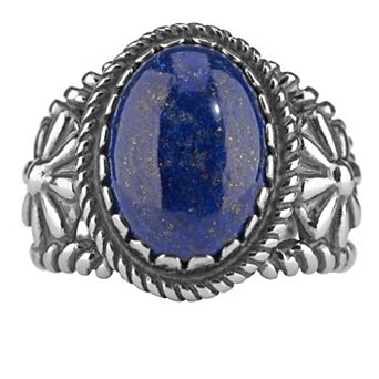 Southwest Spirit® Sterling Silver and Lapis Concha Ring