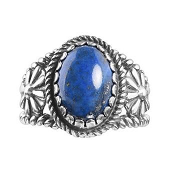 Southwest Spirit® Sterling Silver and Lapis Concha Ring