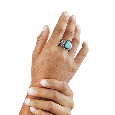 Southwest Spirit® Sterling Silver and Green Turquoise Concha Ring