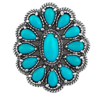 Southwest Spirit® Sterling Silver and Turquoise Blossom Ring