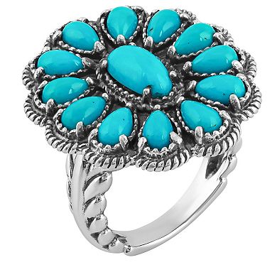 Southwest Spirit® Sterling Silver and Turquoise Blossom Ring