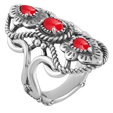Southwest Spirit® Sterling Silver and Turquoise Elongated Ring