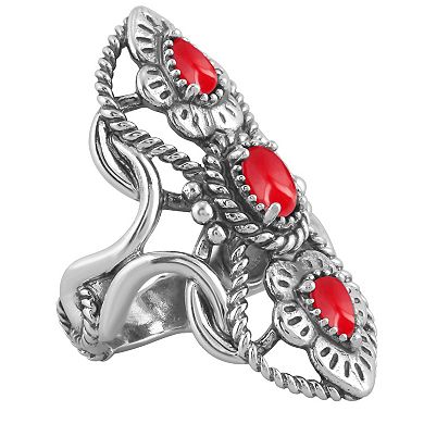 Southwest Spirit® Sterling Silver and Turquoise Elongated Ring
