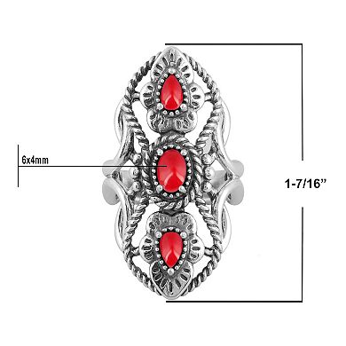 Southwest Spirit® Sterling Silver and Turquoise Elongated Ring
